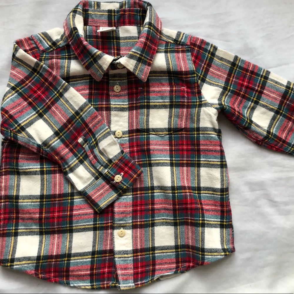 L/S Baby Gap button down plaid shirt 18-24 months